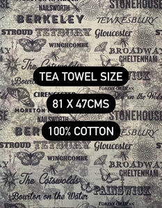 Cotswolds Tea Towel - Gloucestershire and Surrounding Areas - Butterfly Crafts