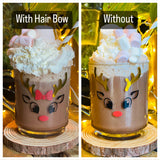 PERSONALISED GLASS MUG - Christmas Reindeer Design - Butterfly Crafts