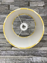 Load image into Gallery viewer, Drum Lampshade - Fabian Fabric by Fryetts - Grey, Yellow - Butterfly Crafts