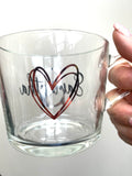 Personalised Glass Mug, Glass Mug for Tea, Coffee, Hot Chocolate, Name and Initial, 360ml - Butterfly Crafts