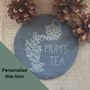 PERSONALISED TEA COASTER - Slate Coaster - Drinks Coaster - Tea Coaster - Mum's Tea - Birthday Gift - Butterfly Crafts