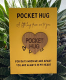 POCKET HUG - Heart shaped - Thinking of you - Best Friend Gift - Oak 4cm - Letterbox Gift - Butterfly Crafts