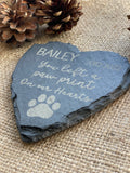 PET LOSS Keepsake - Rainbow Bridge - Laser Engraved Slate - Heart, Round or Square Coaster - Paw Print on Our Hearts - Butterfly Crafts