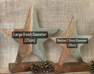 Metal/Wood Star - Rustic Christmas Decoration - 2 Sizes Available - Butterfly Crafts