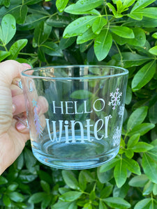 PERSONALISED GLASS MUG, 4 Christmas Designs, Winter Wonderland, Hello Winter, Let it Snow, Sweater Weather, 360ml - Butterfly Crafts