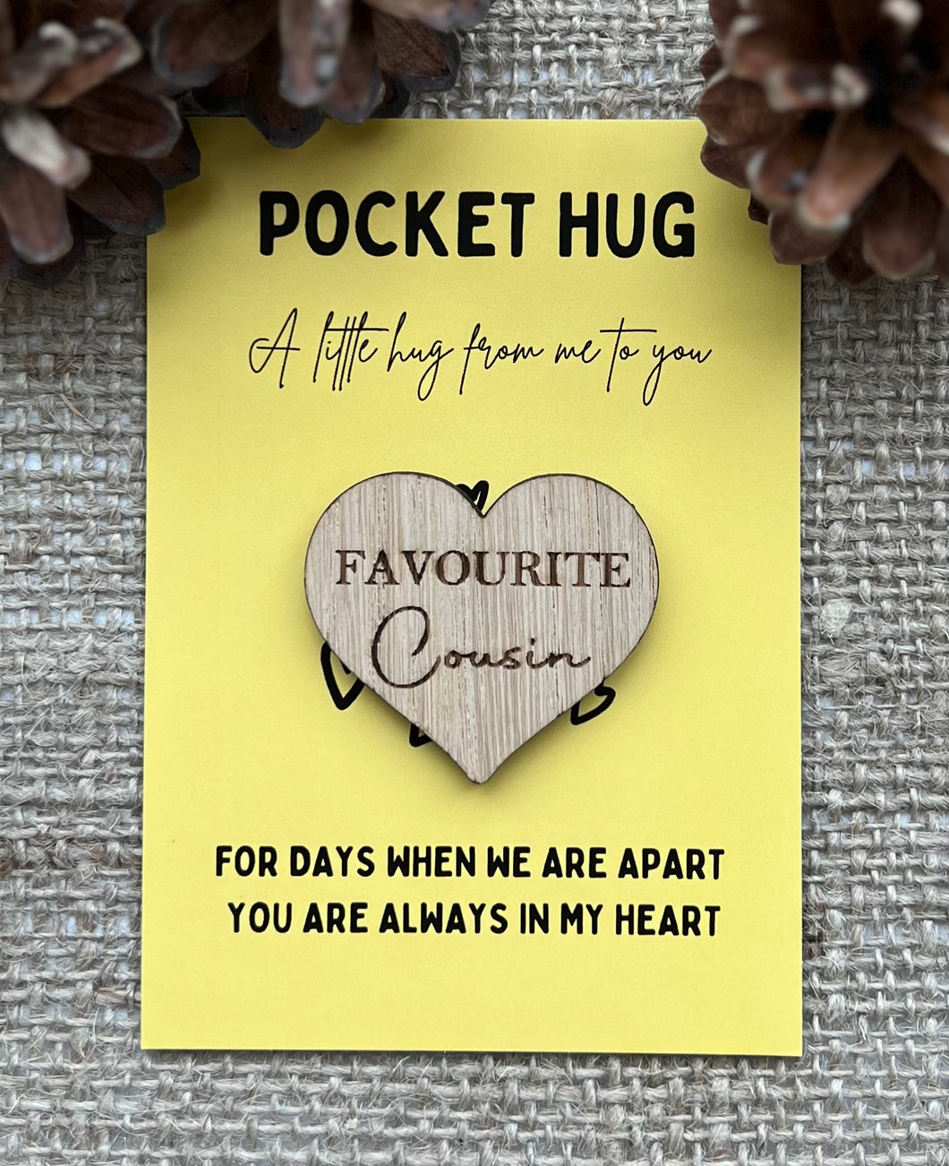 Wooden Little Pocket Hug Heart Keepsake for Loved Ones In Need Of A Hug