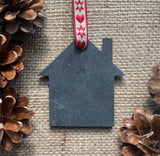 PERSONALISED HANGING DECORATION - Slate House Decoration - Laser Engraved - First Christmas in Our New Home - Butterfly Crafts