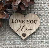 POCKET HUG MUM - Heart shaped - Love You Mum - Mum Gift - Oak 4cm - Letterbox Gift - Butterfly Crafts