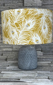 Drum lampshade, Feathers, Grey, Ochre or Blue - Butterfly Crafts