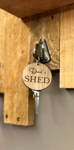 PERSONALISED WOODEN KEYRING - Laser Engraved - Oak - Workshop - Shed - Car Keys - Key Fob - Custom Keyring - Butterfly Crafts