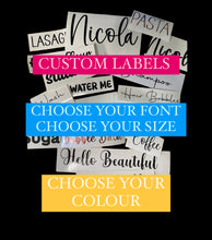 Load image into Gallery viewer, CUSTOM STICKERS - Personalised Vinyl Labels - For Organisation - Kitchens - School Labels - Water Bottles - Multiple Size, Colour and Font - Butterfly Crafts