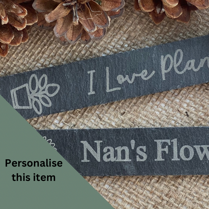 PERSONALISED PLANT MARKERS - Set of 4 - Laser Engraved Slate - Garden Markers - Gift for Plant Lovers - Gift for Gardeners - Butterfly Crafts