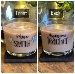 PERSONALISED TEACHER GIFT - Awesome Teacher - 360ml Glass Mug - Butterfly Crafts