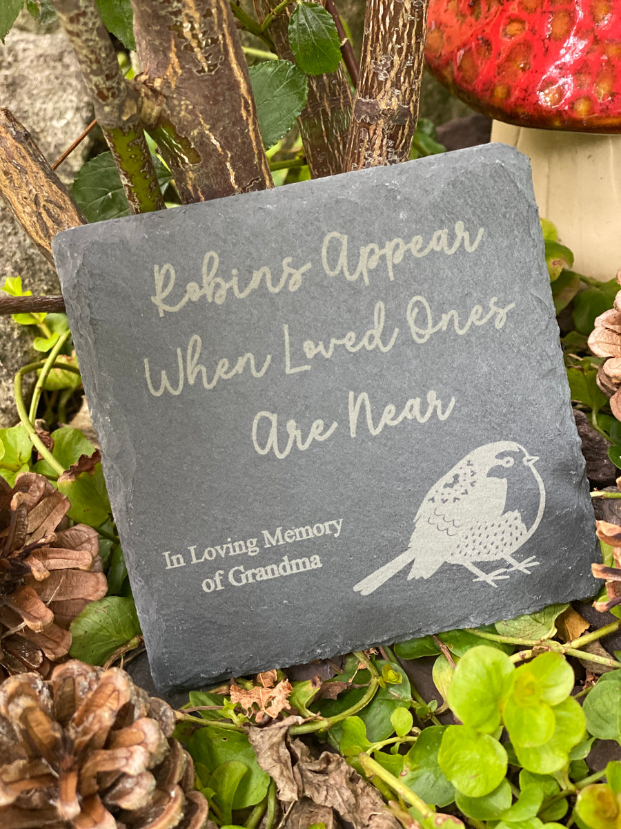 Robins Appear when Loved Ones are Near - Laser Engraved Slate - Heart ...