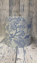 Load image into Gallery viewer, Drum Lampshade, Children&#39;s room, Woodland Forest Scene, Blue - Butterfly Crafts