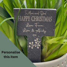 Load image into Gallery viewer, SLATE GIFT TAG for plants and flowers - Personalised Gift Tag - Christmas Gift Tag - Plant Marker - Laser Engraved - Butterfly Crafts