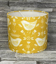 Load image into Gallery viewer, Drum Lampshade - Scandinavian Birds Yellow - Butterfly Crafts