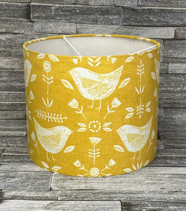 Drum Lampshade - Scandinavian Birds Yellow - Butterfly Crafts