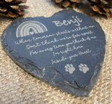 PET LOSS Keepsake - Rainbow Bridge - Laser Engraved Slate - Heart, Round or Square Coaster - Pet Bereavement - Butterfly Crafts