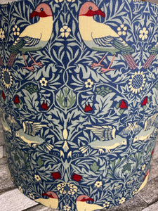 Drum Lampshade - William Morris - Bird Winter Berry - Blue - Butterfly Crafts