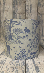Drum Lampshade, Children's room, Woodland Forest Scene, Blue - Butterfly Crafts