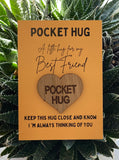 POCKET HUG - Heart shaped - Thinking of you - Best Friend Gift - Oak 4cm - Letterbox Gift - Butterfly Crafts