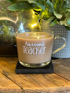 PERSONALISED TEACHER GIFT - Awesome Teacher - 360ml Glass Mug - Butterfly Crafts