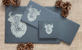 SLATE PLATTER, Table Mats and Coasters, Highland Cow - Butterfly Crafts