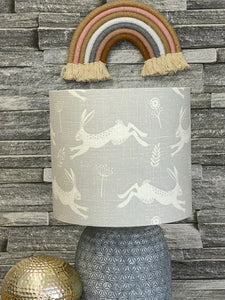 Drum lampshade - Grey Leaping Hare - Butterfly Crafts