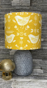 Drum Lampshade - Scandinavian Birds Yellow - Butterfly Crafts