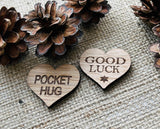 GOOD LUCK TOKEN - Pocket Hug - Heart shaped Wood - Good Luck Gift - Oak 4cm - Letterbox Gift - Butterfly Crafts