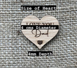 DAD POCKET HUG - I Love you Daddy - Heart shaped - Love You Dad - Dad Gift - Oak 4cm - Letterbox Gift - Can be personalised - Butterfly Crafts