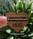 POCKET HUG - Heart shaped - Thinking of you - Best Friend Gift - Oak 4cm - Letterbox Gift - Butterfly Crafts