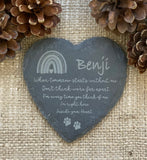 PET LOSS Keepsake - Rainbow Bridge - Laser Engraved Slate - Heart, Round or Square Coaster - Pet Bereavement - Butterfly Crafts