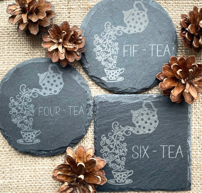BIRTHDAY SLATE COASTER - Personalised Coaster - Birthday Gift - Tea Coaster - Age 40 50 60 - Butterfly Crafts