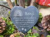 PET LOSS Keepsake - Rainbow Bridge - Laser Engraved Slate - Heart, Round or Square Coaster - Pet Bereavement - Butterfly Crafts