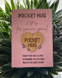 POCKET HUG - Heart shaped - Thinking of you - Best Friend Gift - Oak 4cm - Letterbox Gift - Butterfly Crafts