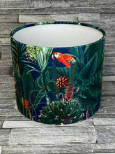 Load image into Gallery viewer, Velvet Lampshade, Green, Handmade, Tropical, Botanical, Lamp Shade - Butterfly Crafts
