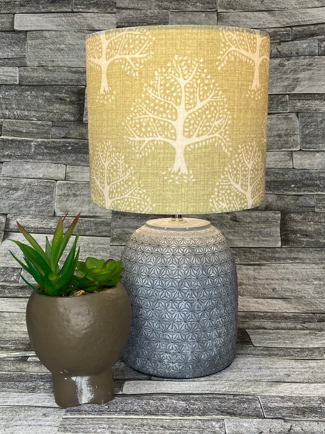 Drum Lampshade - Great Oak Tree - Green or Grey - Butterfly Crafts