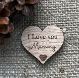 POCKET HUG MUM - Heart shaped - Love You Mum - Mum Gift - Oak 4cm - Letterbox Gift - Butterfly Crafts